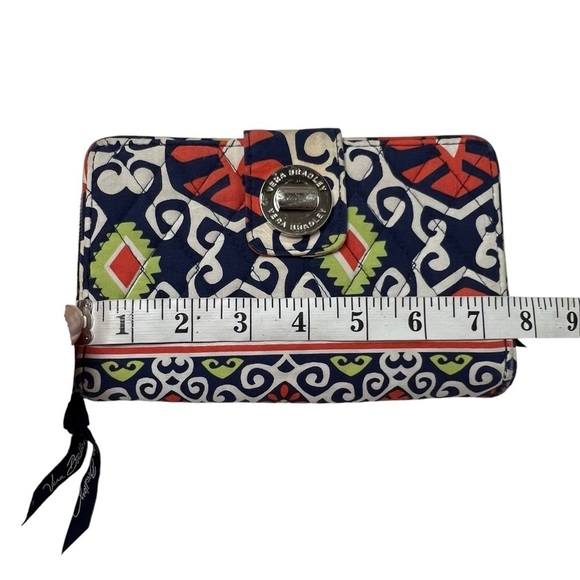 Vera Bradley Twist Lock Wallet Sun Valley Retired Orange Navy | Cards ID Casual - Picture 7 of 8